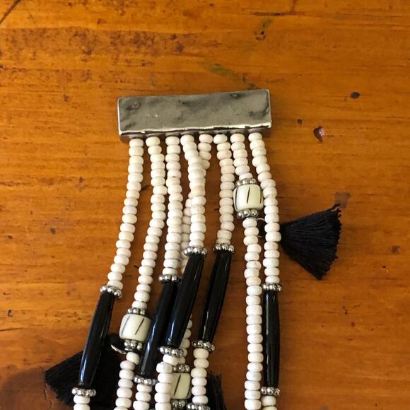 Chico's 2 Piece Beaded Fringe Set Earrings And Multi-Strand Magnetic Bracelet - Picture 11 of 16